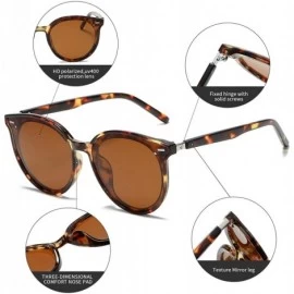 Round Classic Round Polarized Sunglasses For Women Retro Vintage UV Protection - Tortoise Frame/Brown Lens - C7197EWSDC9 $17.93