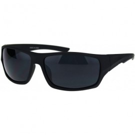 Sport Mens Classic Narrow Rectangle Warp Sport Thick Temple Plastic Sunglasses - Matte Black Black - CM18QS0TY8K $21.41