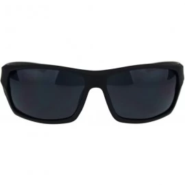 Sport Mens Classic Narrow Rectangle Warp Sport Thick Temple Plastic Sunglasses - Matte Black Black - CM18QS0TY8K $9.71