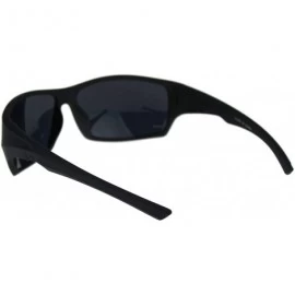 Sport Mens Classic Narrow Rectangle Warp Sport Thick Temple Plastic Sunglasses - Matte Black Black - CM18QS0TY8K $9.71