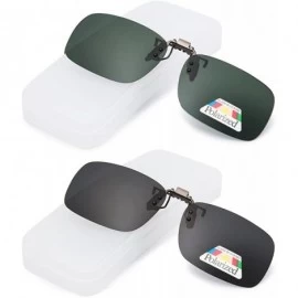 Oversized Metal Frame Rim Polarized Lens Clip On Unisex Sunglasses for Outdoor Walking Driving Fishing Cycling - 2pcs Mix - C...