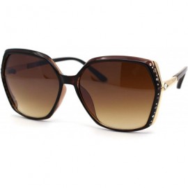 Butterfly Womens Rhinestone Jewel Trim Rectangular Butterfly Sunglasses - All Brown - CG193MSS6S6 $27.02