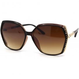 Butterfly Womens Rhinestone Jewel Trim Rectangular Butterfly Sunglasses - All Brown - CG193MSS6S6 $23.84