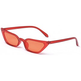 Square Small Frame Skinny Cat Eye Sunglasses for Women Colorful Lens Mini Narrow Square Retro Cateye Vintage Sunglasses - CF1...