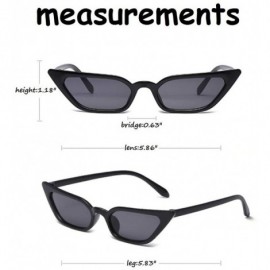 Square Small Frame Skinny Cat Eye Sunglasses for Women Colorful Lens Mini Narrow Square Retro Cateye Vintage Sunglasses - CF1...