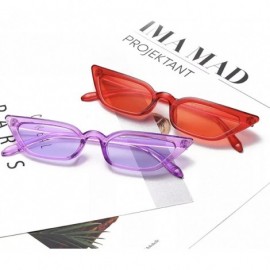 Square Small Frame Skinny Cat Eye Sunglasses for Women Colorful Lens Mini Narrow Square Retro Cateye Vintage Sunglasses - CF1...
