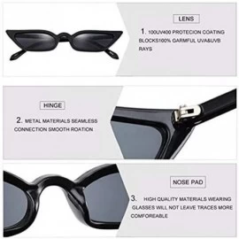 Square Small Frame Skinny Cat Eye Sunglasses for Women Colorful Lens Mini Narrow Square Retro Cateye Vintage Sunglasses - CF1...