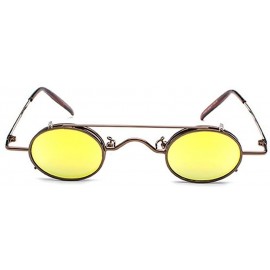 Oval Vintage Small Oval Punk Sunglasses unisex Fashion HD Lens Clip on Flat UV400 - Yellow - CL189TQONIX $10.17