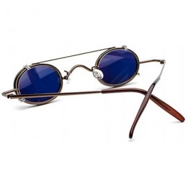 Oval Vintage Small Oval Punk Sunglasses unisex Fashion HD Lens Clip on Flat UV400 - Yellow - CL189TQONIX $10.17