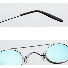 Oval Vintage Small Oval Punk Sunglasses unisex Fashion HD Lens Clip on Flat UV400 - Yellow - CL189TQONIX $10.17