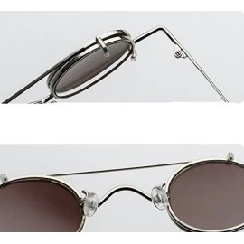 Oval Vintage Small Oval Punk Sunglasses unisex Fashion HD Lens Clip on Flat UV400 - Yellow - CL189TQONIX $10.17