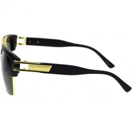 Rectangular Mens Flat Top Mobster Mafia Half Rim OG Sunglasses - Matte Black Green - CN18SQDCE7S $10.83