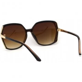 Butterfly Womens Rhinestone Jewel Trim Rectangular Butterfly Sunglasses - All Brown - CG193MSS6S6 $23.84