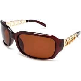 Square Women's Classic Wide Polarized Sunglasses - Liz Taylor A Place In The Sun - Brown - CM122JU1NRJ $14.29