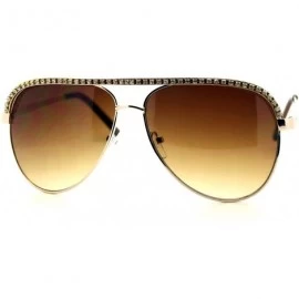 Aviator Rhinestone Top Aviator Sunglasses Womens Fashion Eyewear UV 400 - Gold - CT188ZA3XCY $9.93