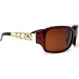 Square Women's Classic Wide Polarized Sunglasses - Liz Taylor A Place In The Sun - Brown - CM122JU1NRJ $22.99