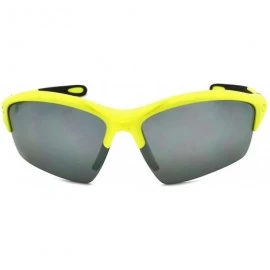 Rimless Men's Half Rim Sports Sunglasses with Color Mirrored Lens 570060/REV - Matte Yellow - CF1271CS945 $12.20
