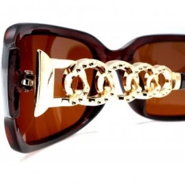 Square Women's Classic Wide Polarized Sunglasses - Liz Taylor A Place In The Sun - Brown - CM122JU1NRJ $14.29