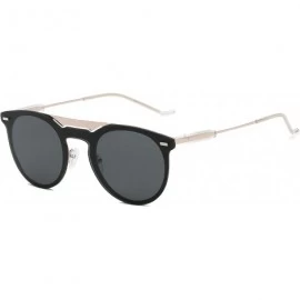 Round Women Retro Vintage Mirrored Round Designer Sunglasses - Black - C018I4H63EH $11.48