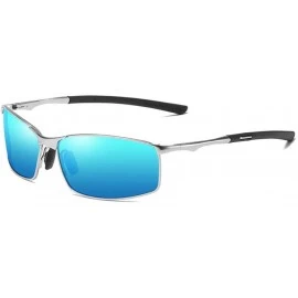 Square designe rcustom polarized sunglasses fashion - Silver&blue-0.5 - C918NHLQYKC $24.55