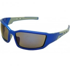 Rectangular Double Injection Sunglasses SPORTS - 2761 Shiny Electric Blue Grey / Blue Mirror - CB12HTSWILV $18.89