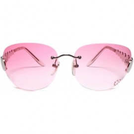 Oval Classic Vintage Retro Style 80s Party Oval Rimless Sunglasses - Pink - CO18W79K9O9 $16.02