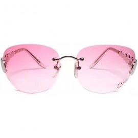 Oval Classic Vintage Retro Style 80s Party Oval Rimless Sunglasses - Pink - CO18W79K9O9 $16.02
