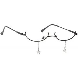 Semi-rimless Women Girls Classic Rhinestone No Lens Eyeglasses Decor Retro Glasses Half Glasses Metal Frame - CX1900A7STE $25.69