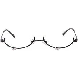Semi-rimless Women Girls Classic Rhinestone No Lens Eyeglasses Decor Retro Glasses Half Glasses Metal Frame - CX1900A7STE $15.35
