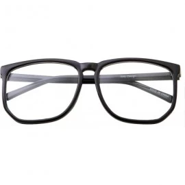 Round Non-prescription Glasses Frame Clear Lens Eyeglasses - Casual Fashion - Large - Black - CJ18RGGX0NZ $10.45