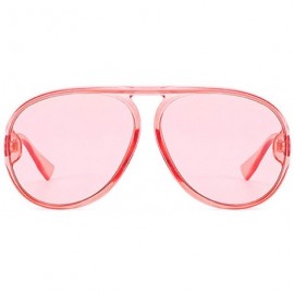 Oval Unisex Oversized Oval Plastic Lenses Fashion Sunglasses UV400 - Pink - CX18NNKGZS0 $11.67