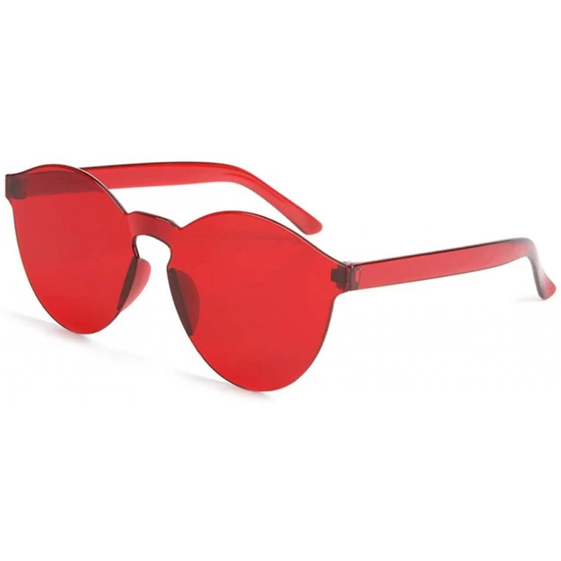 Rimless Women Vintage Rimless Candy Jelly Color Transparent Sunglasses Frameless Glasses - Red - C3196WLG79U $10.52