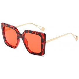 Square Oversize Square Sunglasses For Women Chic Frame Sun Glasses Female Luxury Brand Print Eyewear Black Clear Shades - CN1...