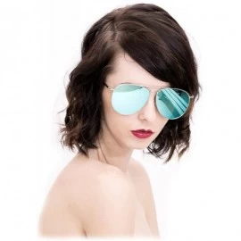 Aviator RAKOSTA 97025 Premium Oversized Flat Aviator Tint Mirrored Sunglass Womens Mens - Silver/Blue - C91954KKE09 $16.57