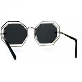 Rectangular Womens Victorian Geometric Art Deco Metal Rim Octagon Color Mirror Sunglasses - Silver Mirror - CZ184990RW6 $9.64