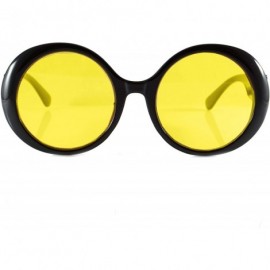 Oversized Retro Round Mod Look Bold Thick Frame Color Tinted Sunglasses A262 - (Tinted) Yellow - CJ18OYY6KKQ $12.34