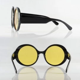 Oversized Retro Round Mod Look Bold Thick Frame Color Tinted Sunglasses A262 - (Tinted) Yellow - CJ18OYY6KKQ $12.34