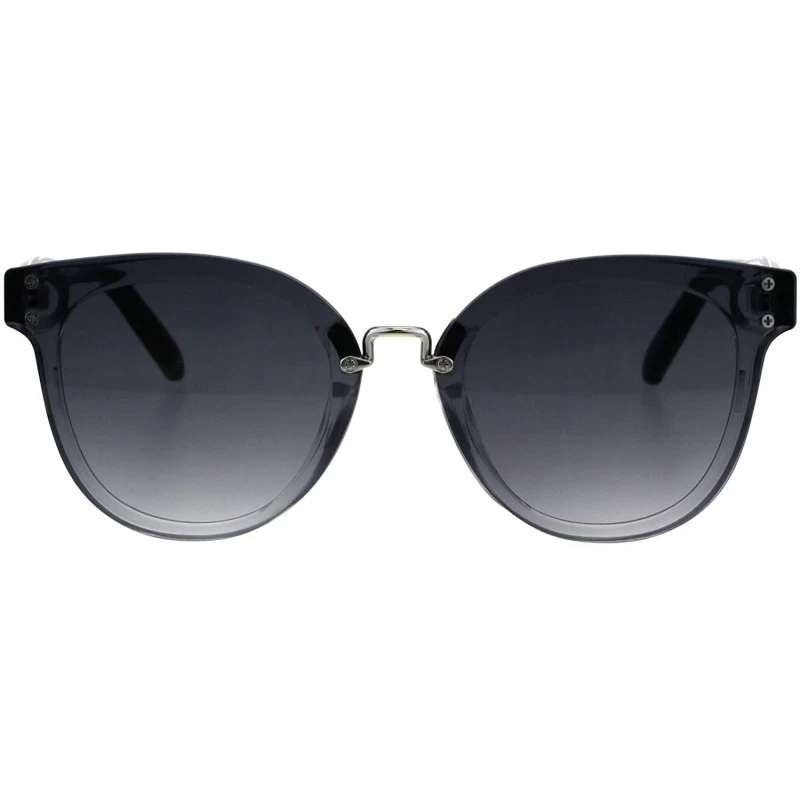 Rimless Womens Horn Rim Fashion Sunglasses Rims Behind Lens Stylish Shades UV 400 - Clear (Smoke) - CU18HW8GHHS $20.80
