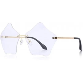 Aviator DESIGN Women Rimless Sunglasses Gradient Lens UV400 Protection S6173 C08 Brown - C07 Clear - CN18YKUIM0W $23.49
