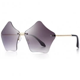 Aviator DESIGN Women Rimless Sunglasses Gradient Lens UV400 Protection S6173 C08 Brown - C07 Clear - CN18YKUIM0W $13.84