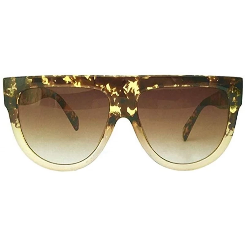 Aviator Aviator Flat Top Shadow Ombre Women Large Sunglasses Boyfriend - Brown Lens - Tortoise Blue Frame - CG18OILQ376 $7.93