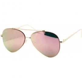 Aviator Pink Mirror Flat Lens Sunglasses Gold Metal Aviator Frame Womens Fashion - CS12MXM0Q85 $19.70