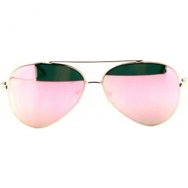 Aviator Pink Mirror Flat Lens Sunglasses Gold Metal Aviator Frame Womens Fashion - CS12MXM0Q85 $11.52