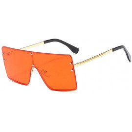 Square New trend metal one-piece sunglasses fashion retro brand designer unisex sunglasses - Red - CC18SKDZGI8 $11.94