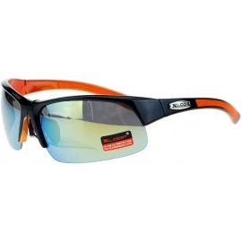 Wrap Xloop Mens Sunglasses Half Rim Sports Wrap Around Frame UV 400 - Orange - CZ125KAB5GD $11.94