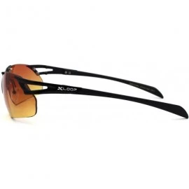 Rimless Mens HD Amber Lens Rimless Sport Warp Sunglasses - Black - CF195TN58Z3 $11.83