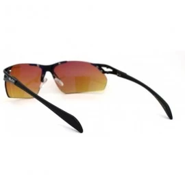 Rimless Mens HD Amber Lens Rimless Sport Warp Sunglasses - Black - CF195TN58Z3 $11.83
