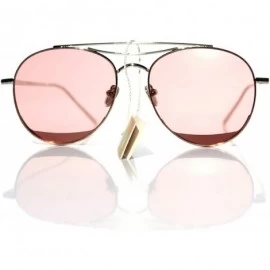 Round SIMPLE Round Double Bridge Style Sunglasses for Woman - Pink - CS18ZTTXSZZ $20.85