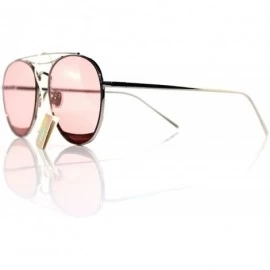 Round SIMPLE Round Double Bridge Style Sunglasses for Woman - Pink - CS18ZTTXSZZ $12.12