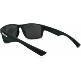 Rectangular Mens Rubberized Matte Sport Rectangle Horn Sunglasses - Green Blue Mirror - CR197EGXTGR $18.60